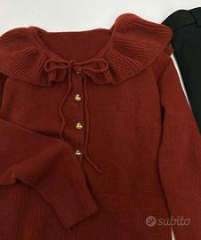 Maglione cardigan rosso a maniche lunghe