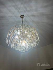 Lampadario Vintage a fontana Cristallo e Oro