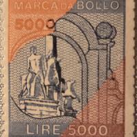 Marca da bollo da 5000 lire im foglio da 100 pezzi