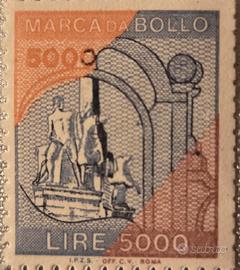 Marca da bollo da 5000 lire im foglio da 100 pezzi