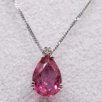 COLLANA ORO 18kt. DIAMANTE E GOCCIA TORMALINA ROSA