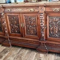 Buffet Credenza neorinascimentale fine 800 in noce
