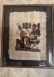 PITTURA EGIZIA SU PAPIRO VINTAGE ANNI 70