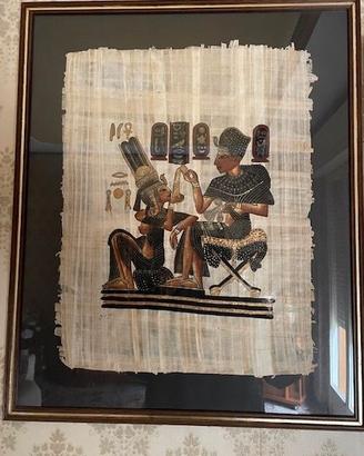 PITTURA EGIZIA SU PAPIRO VINTAGE ANNI 70