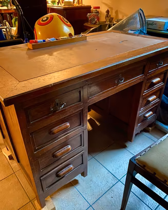 scrivania ministeriale d'epoca legno massello 