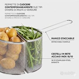 Pentola spaghettiera in acciaio inox da 6 litri
