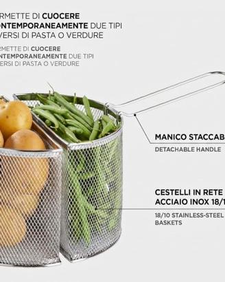 Pentola spaghettiera in acciaio inox da 6 litri