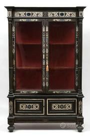 Vetrina ebanizzata intarsiata pietre dure antica