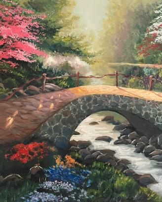 Dipinto a olio del ponte della natura