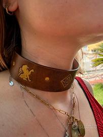 Choker/collana in vero cuoio fatto a mano artigian