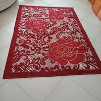 Tappeto grande rosso e bianco 242x168 cm