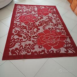Tappeto grande rosso e bianco 242x168 cm