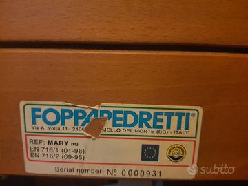 Lettino Foppa Pedretti + materassino + 1 paracolpi
