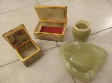 set per fumatori onice verde anni 60