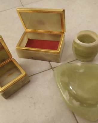 set per fumatori onice verde anni 60