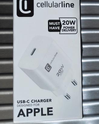 Cariabatterie da rete USB-C Cellularline 20W.