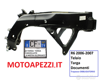 YAMAHA R6 2006 2007 TELAIO TARGA DOCUMENTI