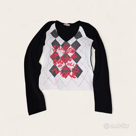 Maglione bianco e nero con frasi rosse | tg 