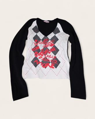 Maglione bianco e nero con frasi rosse | tg 