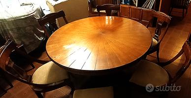 Tavolo rotondo in legno 6 posti + 6 sedie