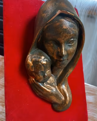 Quadretto Madonna con Bambino in Terracotta vintag