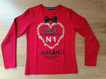 T-shirt ml Baci&Abbracci rossa da bambina 12A