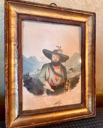 Raro ritratto di Andreas Hofer - stampa acquerella