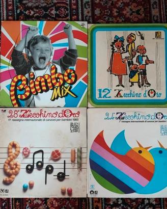 Set 4 dischi in vinile: zecchino d'oro e bimbo mix