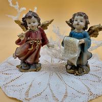 Coppia di Angioletti Musicanti in Resina