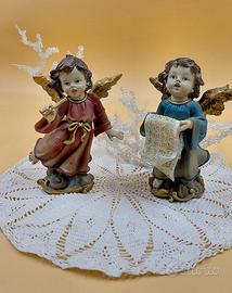 Coppia di Angioletti Musicanti in Resina