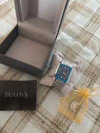 Orologio uomo bulova grigio platino con sfondo blu