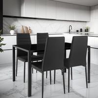 Tavolo vetro temprato e n.4 sedie ecopelle