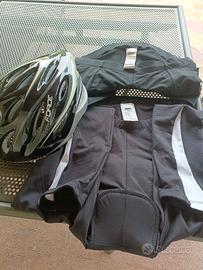 caschetto per bici+pantaloncini da bici