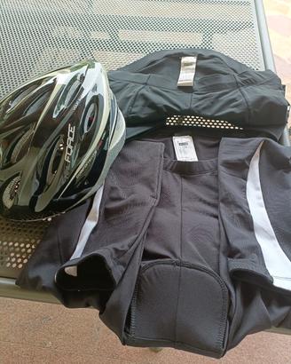 caschetto per bici+pantaloncini da bici