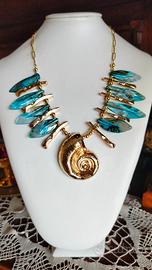 collana con madreperle azzurre