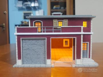 Caserma pompieri  1:87 per plastico ferroviario 