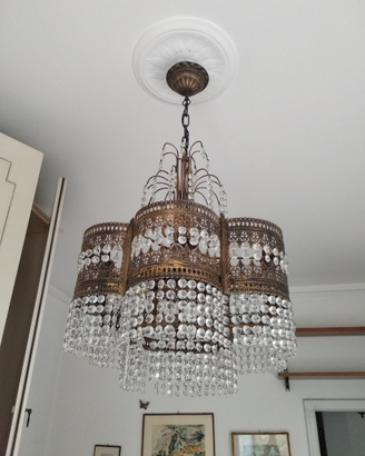 Lampadario e appliques in cristallo di Boemia