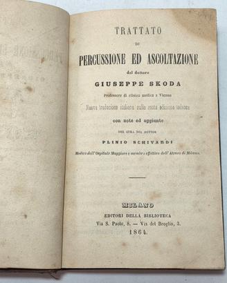 Libro Antico 1864 - Trattato di Percussione Skoda