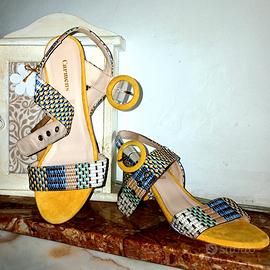 Sandali Artigianali Carmens Multicolor con Tacco 