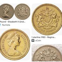 One Pound 1983 rara errore conio 