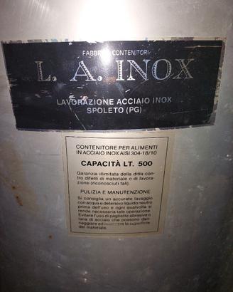 Serbatoio bidone inox 500 litri
