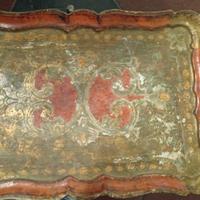 Vassoio Vintage Artigianato- Legno e Oro