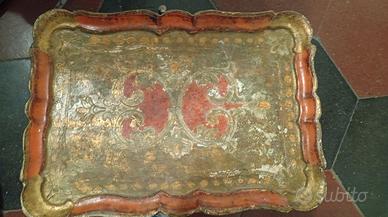 Vassoio Vintage Artigianato- Legno e Oro