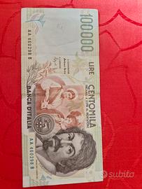 Banconota da 100000lire Caravaggio serie AA