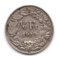 SVIZZERA 1929 - Moneta ½  franco argento #WEU