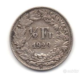 SVIZZERA 1929 - Moneta ½  franco argento #WEU