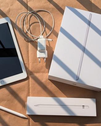 Tablet iPad 6a gen argento Apple pencil caricatore