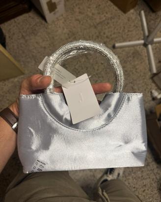 Borsa Pochette in Raso Argento