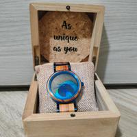 orologio Holzkern legno e pavone