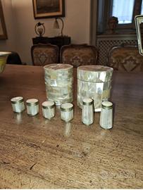 8 PZ Madreperla e Ottone: Scatole, Portapillole